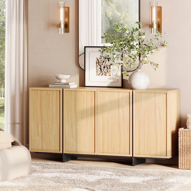 WAMPAT TV Stand for 32-75 Inch TVs, Modern TV Console, Entertainment Center with T-Shaped Legs for Living Room