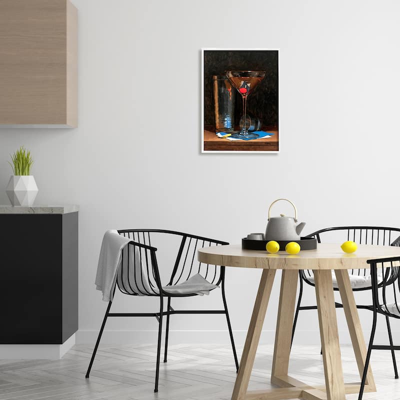 Stupell Martini Glass Drink Mixer Detailed Still Life Framed Wall Art - Brown