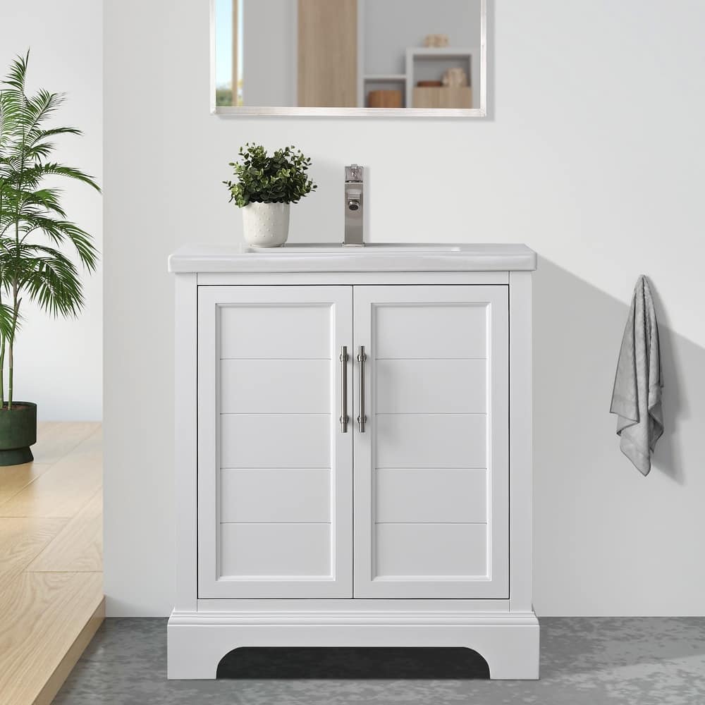 Vanity Art 30" Single Sink Bathroom Vanity with Ceramic Sink & Top