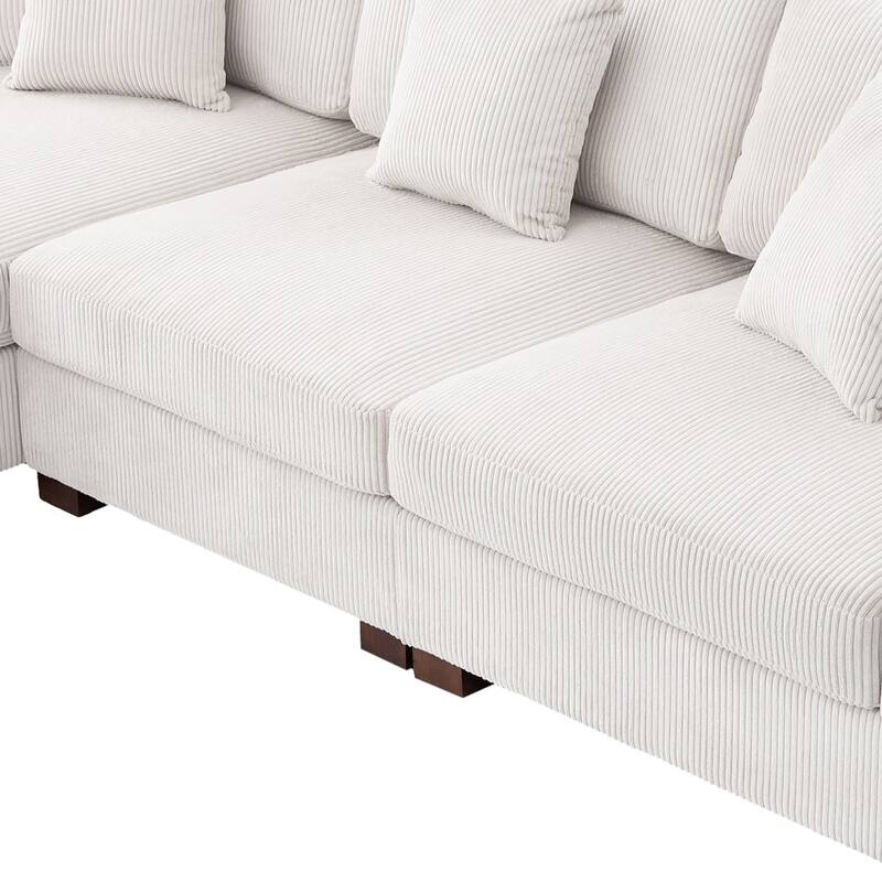 Upholstered Oversized Modular Sectional Sofa Set Corduroy Sleeper Sofa With Chaise
