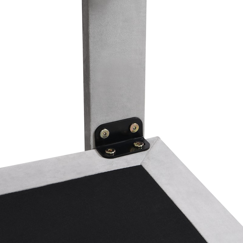 Grey Velvet Queen Bed with Sensor Light & Floating Design