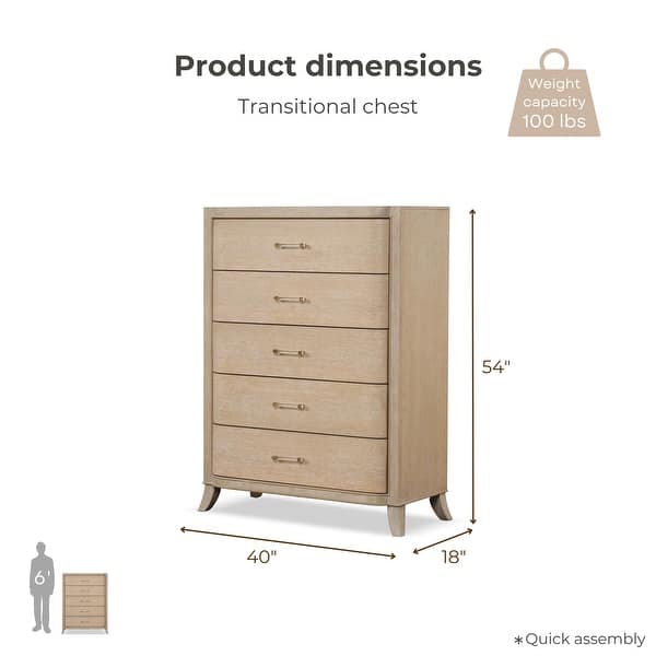 dimension image slide 3 of 4, Furniture of America Kian Modern 6-Piece Natural Oak Solid Wood Panel Bedroom Set