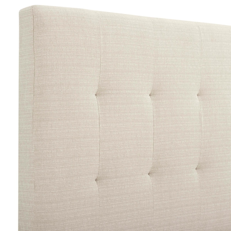 King Size Beige Tufted Upholstered Platform Bed