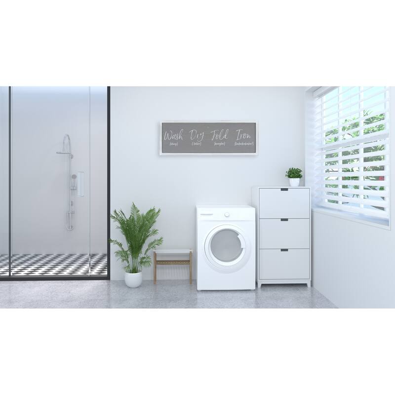 Grey "Wash ... Fold 'maybe' Iron 'hahaha'" Wood Framed Wall Decor
