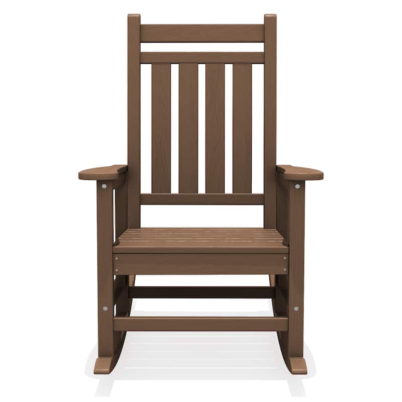 Modern High-Back Rocking Adirondack Chair All Weather - Brown