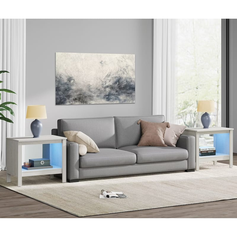 Classic End Table Nightstand, Side Table with Storage Shelf (Set of 2)