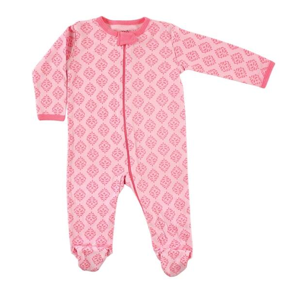 slide 1 of 1, Luvable Friends Baby Girl Cotton Sleep and Play 1pc, Damask 0-3 Months - Damask