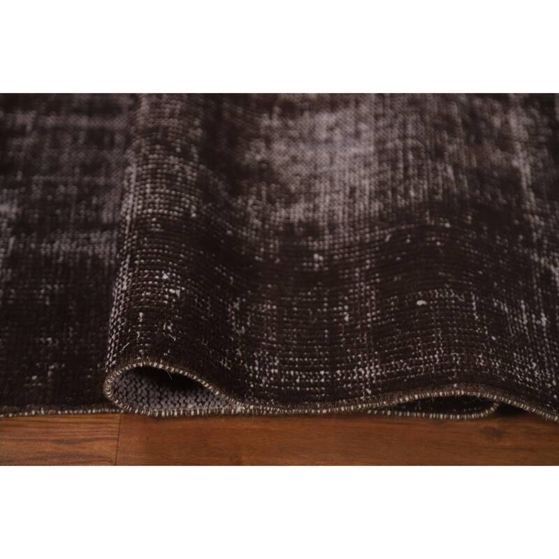 Distressed Brown Over-Dyed Anatolian Turkish Rug Handmade Wool Carpet - 7'2" x 9'10"