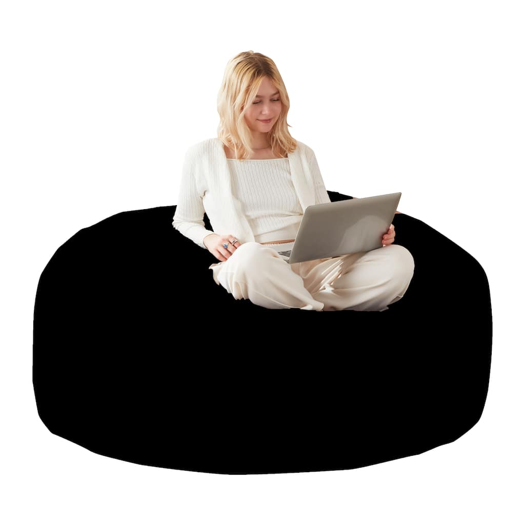 5FT bean bag chair, memory foam filling, adult and teen bean bag chair, soft sofa with removable flannel cover, round sofa