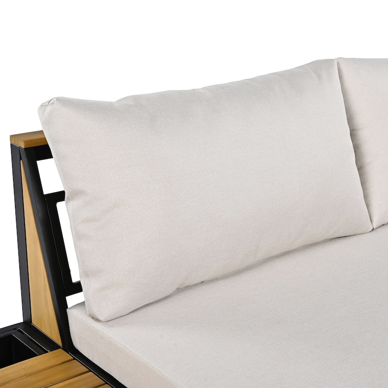 Patio Furniture Set with Loveseats and Pillows, 4 Pieces Outdoor Sofa Set with Waterproof Cushions and Coffee Table