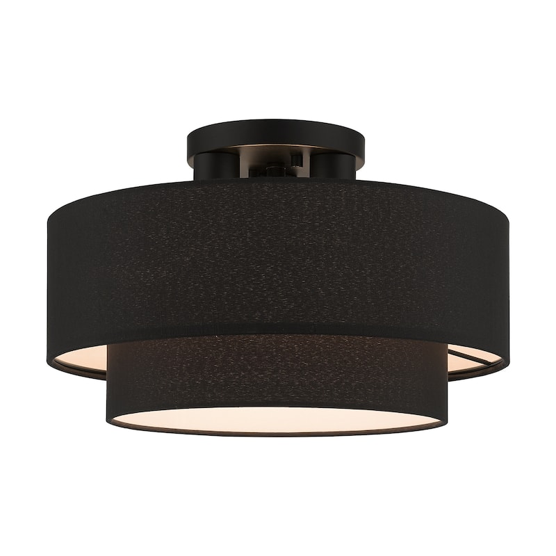 Livex Lighting 50272 Bainbridge 3 Light 15" Wide Semi-Flush Drum - Black