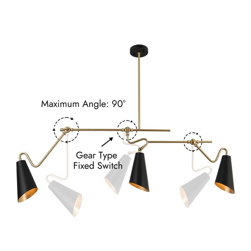 Modern 3-Light 49.5"L Black Gold Linear Chandelier Metal Industrial Island Lights for Dining Room - 49.5 "