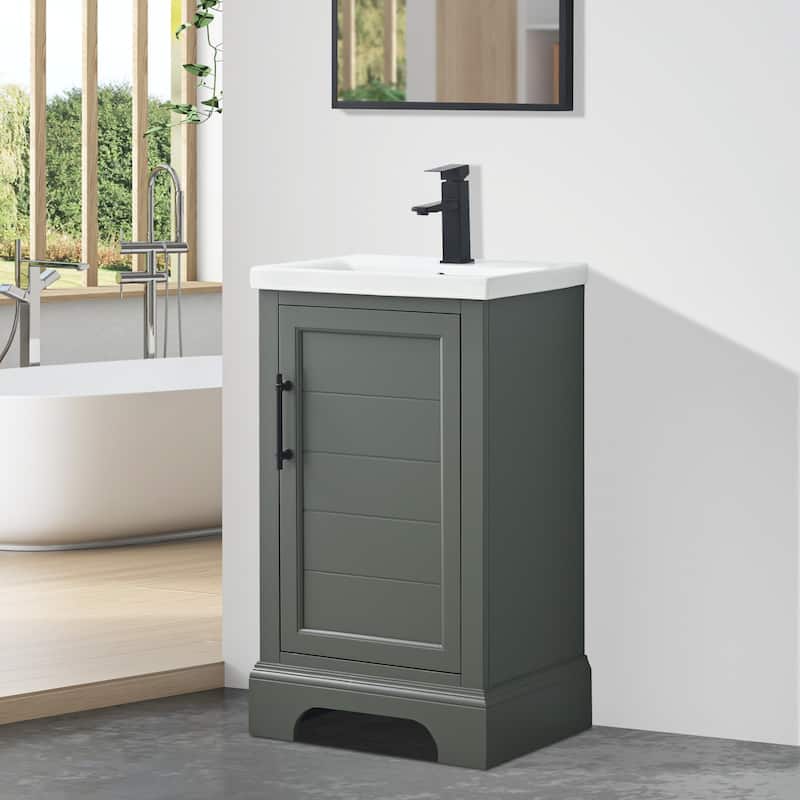 Vanity Art 20" Single Sink Bathroom Vanity with Ceramic Sink & Top