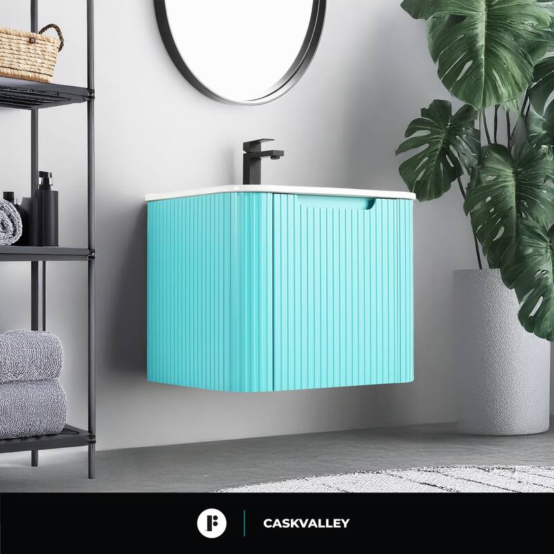 Caskvalley Modern Bathroom Vanity with Straight Fluted Design - Sink Included