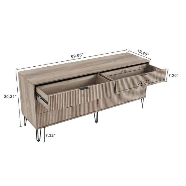 Manhattan Comfort DUMBO Modern 6-Drawer Double Low Dresser in Grey Manhattan Comfort DUMBO Modern 6-Drawer Double Low Dresser in Grey