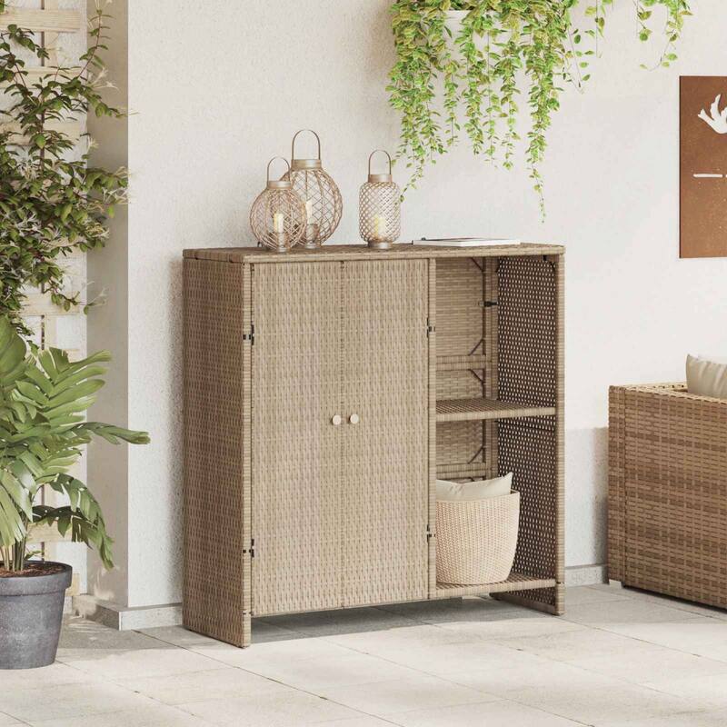 vidaXL Storage Cabinet Beige/Brown/Grey 100x36x102 cm Rattan - 14.2 x 39.4 x 40.2 - Beige