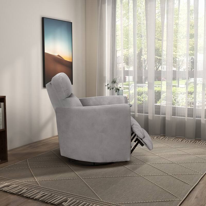 Ainsley Modern Microsuede Fabric Power Recline Swivel Glider Recliner