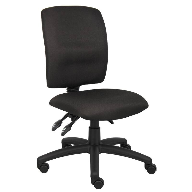 Zean Swivel Task Chair, Black Crepe Fabric, Contoured Back, Rolling