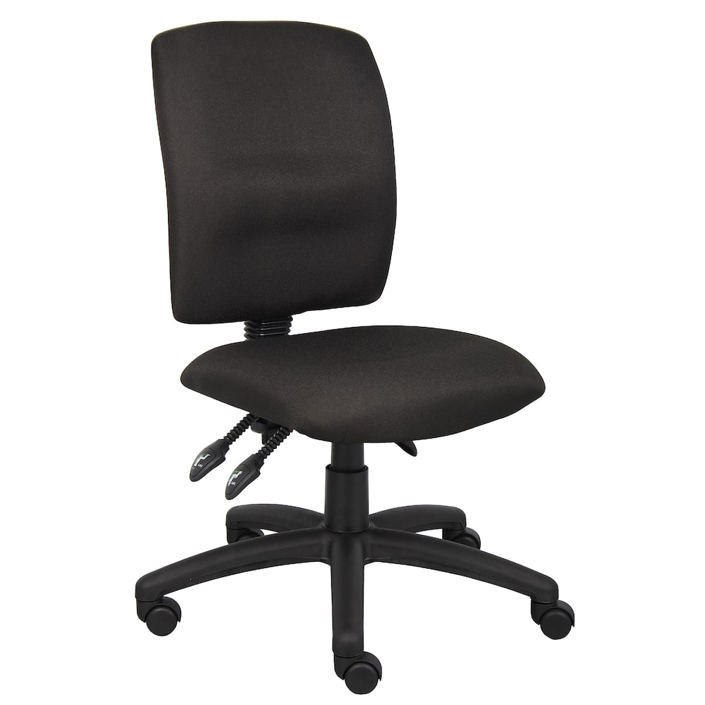 Zean Swivel Task Chair, Black Crepe Fabric, Contoured Back, Rolling