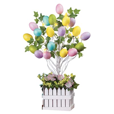 Lighted Easter Egg Tree Table Decoration - 12 x 24.13 x 12