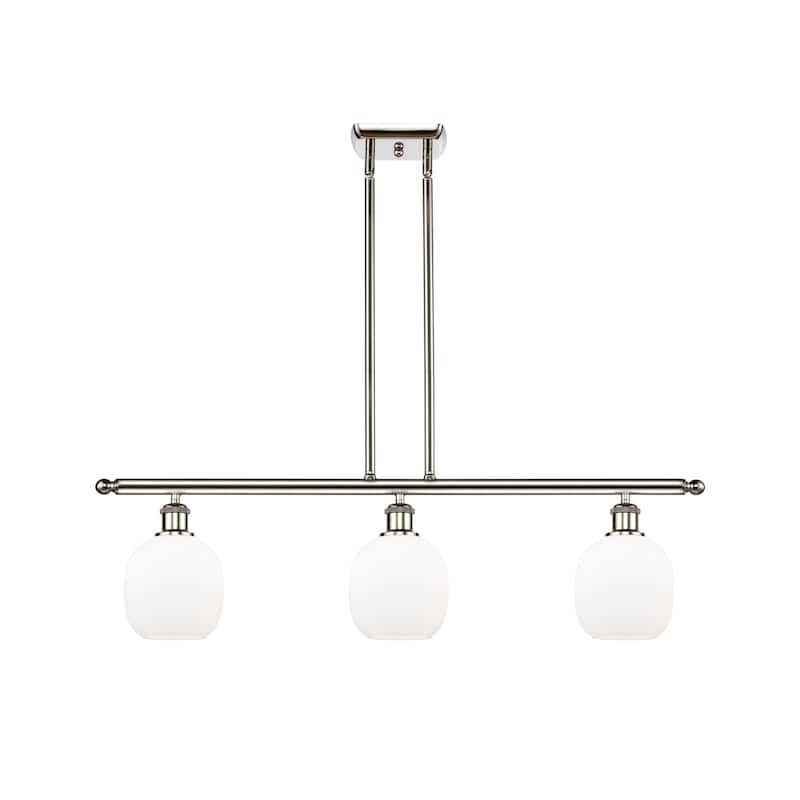 Innovations Lighting Belfast 3 Light 36" Wide Linear Chandelier - Polished Nickel / Matte White