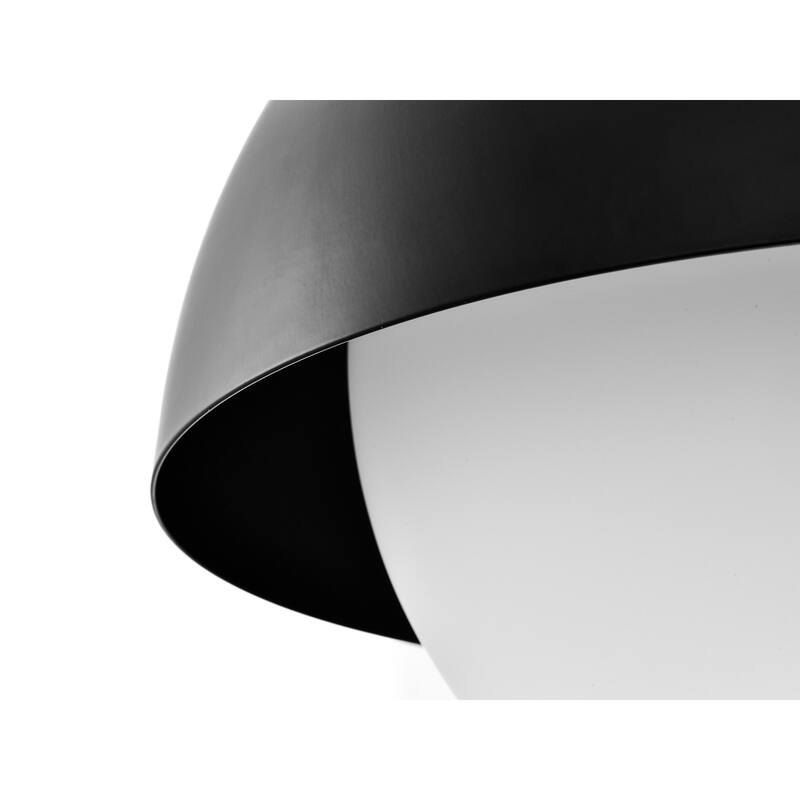 1-Light Matte Black Finish Modern Pendant Light Fixture with Opal Glass Shade for Dining Room or Kitchen Island