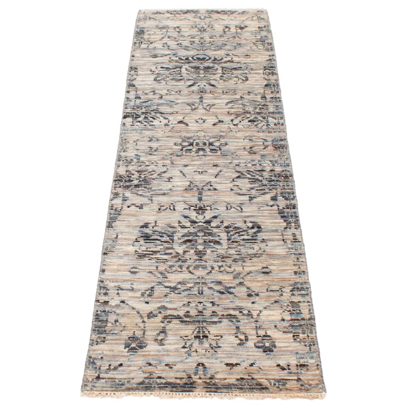 ECARPETGALLERY Hand-knotted Mystique Grey Wool Rug - 2'7 x 9'4