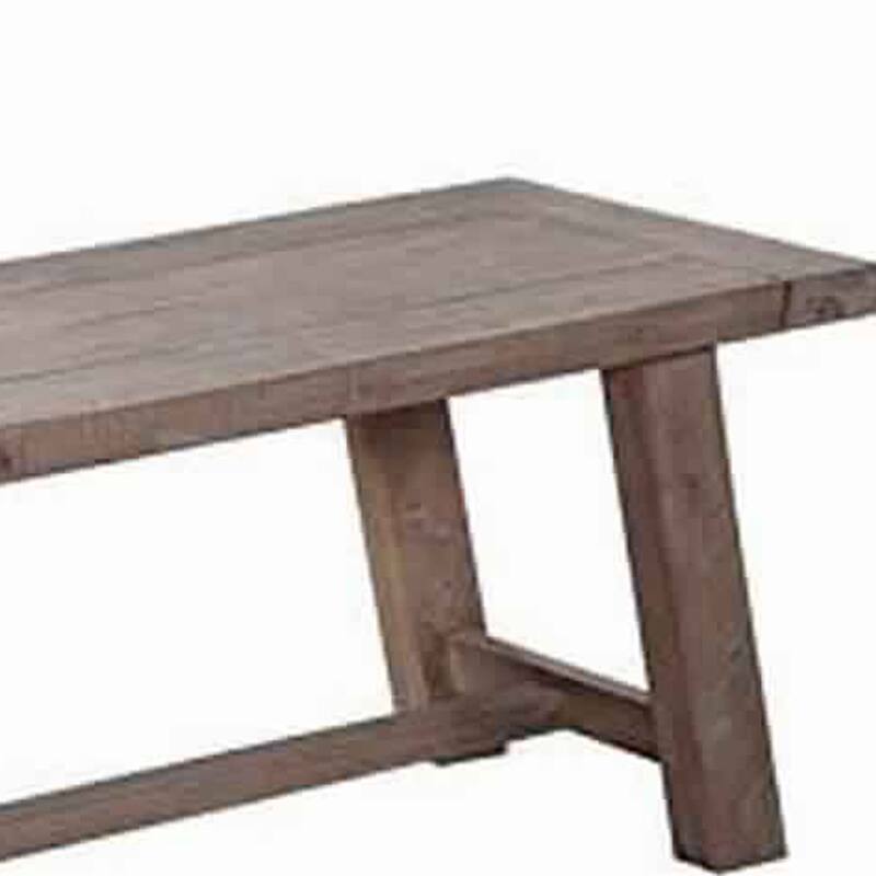 Farmhouse Wooden Dining Bench with Grain Details and Plank Top, Brown - 18 H x 60 W x 16 L