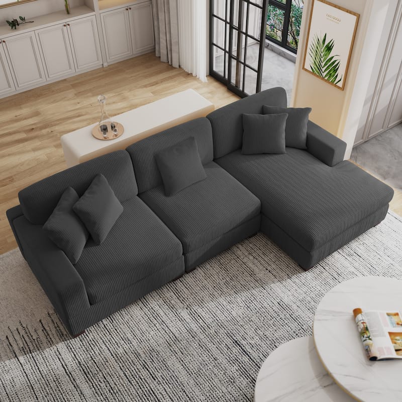 Oversized Modular Sectional Sofa Set with Pillows for Living Room - Grey/Armchair&Chaise&Armless