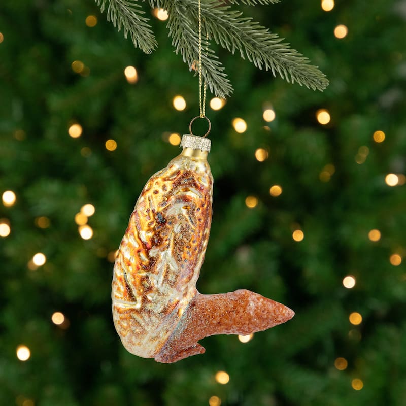 Buffalo Flat Chicken Wing Glass Christmas Ornament - 4"