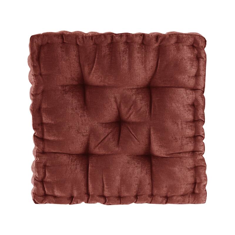 Intelligent Designs Charvi Chenille Square Floor Pillow - Spice