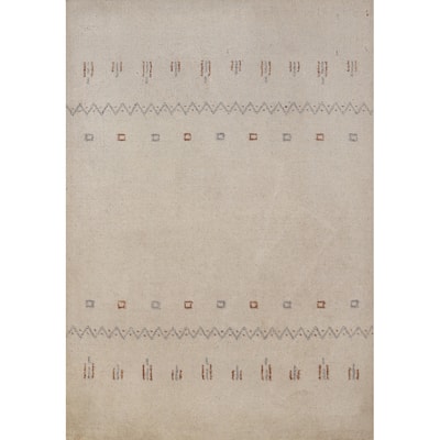 Gabbeh Indian Accent Rug Handmade Beige Tribal Wool Carpet - 2'0" x 3'0"