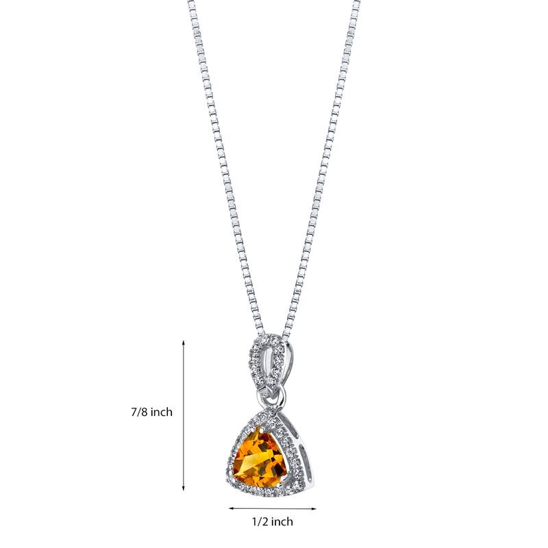 1.5 ct Trillion Cut Citrine and White Topaz Pendant in 14k White Gold