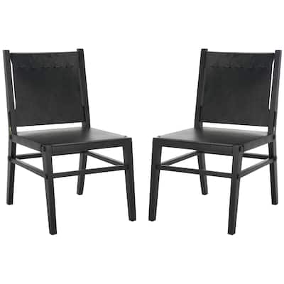 SAFAVIEH COUTURE Catriella Leather Dining Chair (Set of 2) - 21"W x 26"D x 37"H