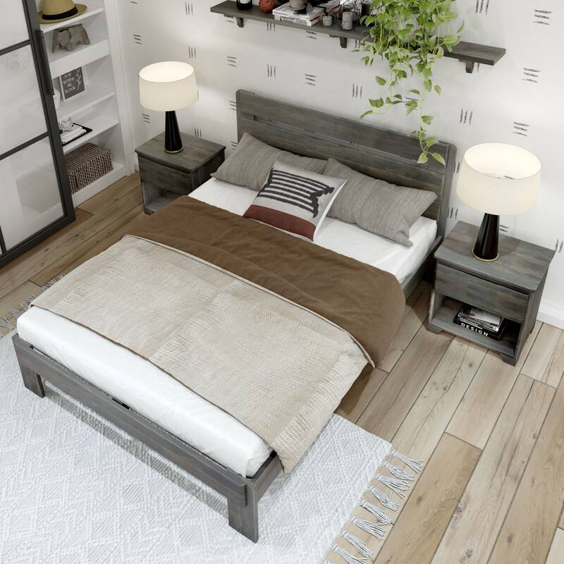 Plank and Beam Farmhouse Queen Bed with Plank Headboard