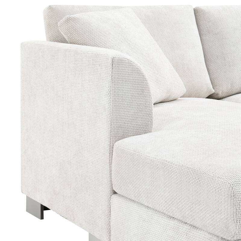 96" Chenille L-Shaped Sectional Sofa with Oversized Chaise, 4-Seater Cloud Couch and Includes 2 Pillows