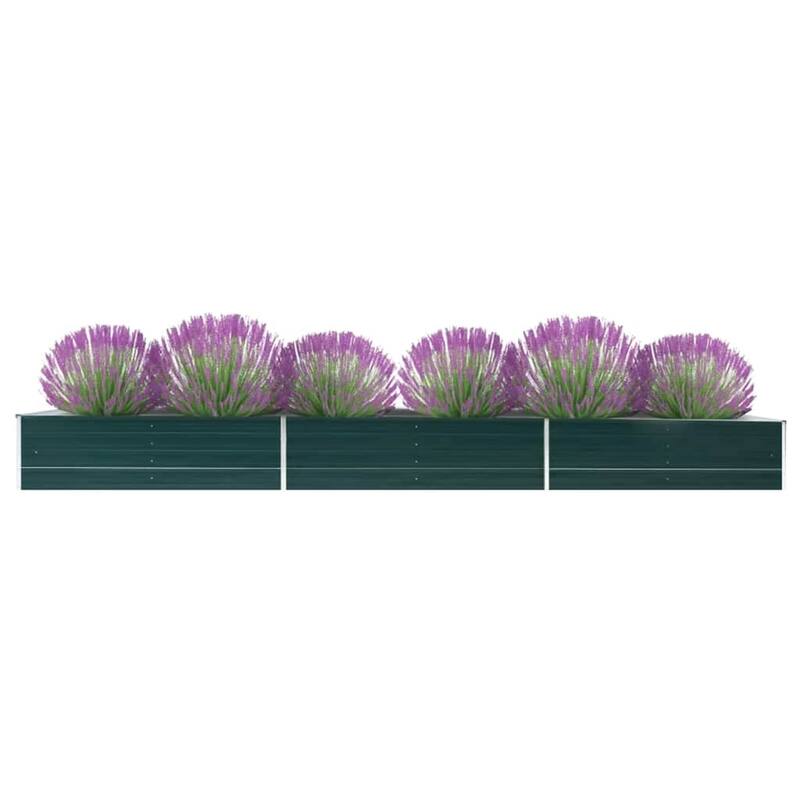vidaXL Raised Garden Bed Planter Pot Flower Box Outdoor Galvanized Steel Green - Green (3)