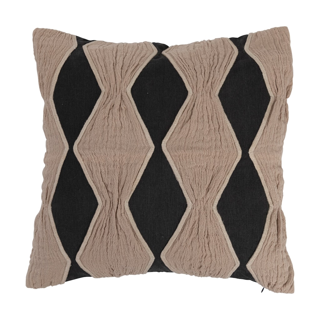 Cotton Pillow with Embroidery, Chambray Back