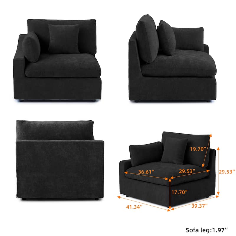 119'' L-shape Linen Fabric Upholstered Sectional Sofas with Ottoman