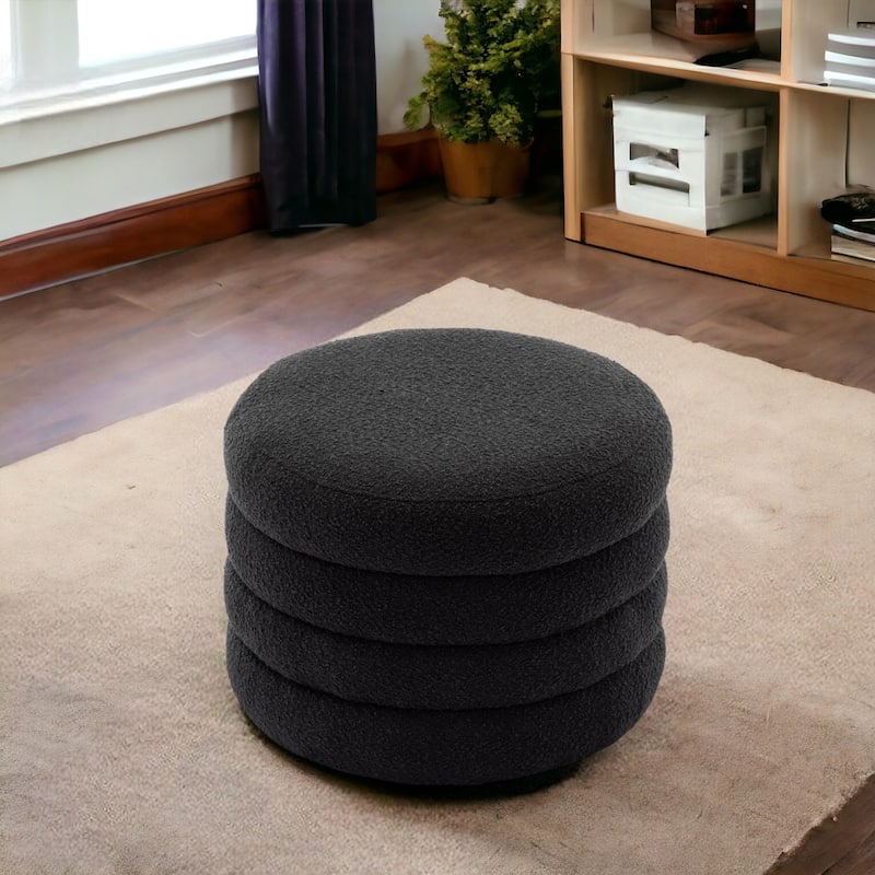 24'' L Upholstered Round Storage Ottoman Footstool