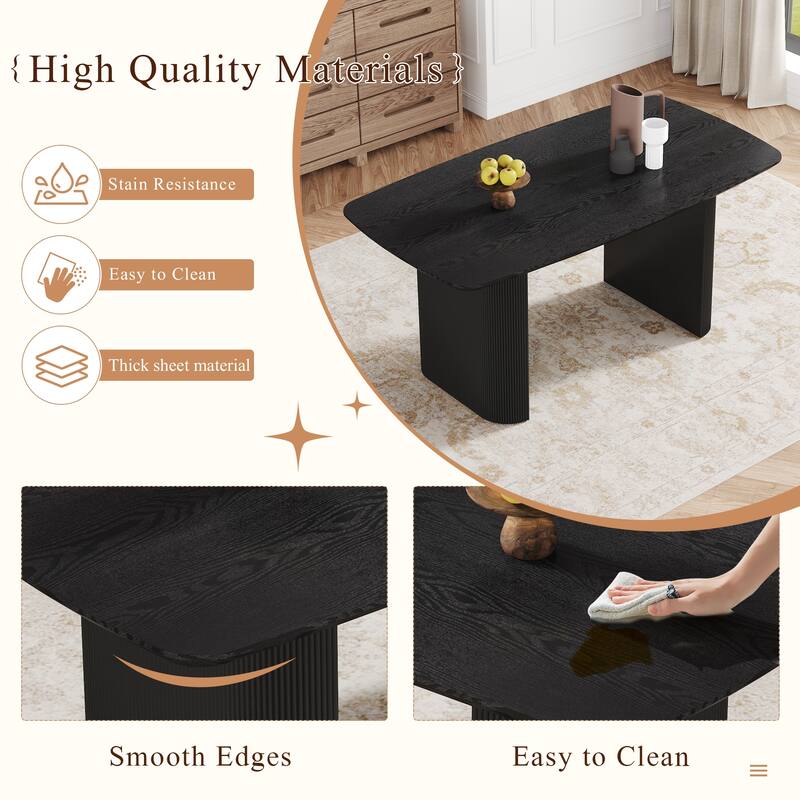 5-Piece Dining Table Set.67 * 35.4 inch wood grain MDF dining table with 4 PU cushions and metal legs