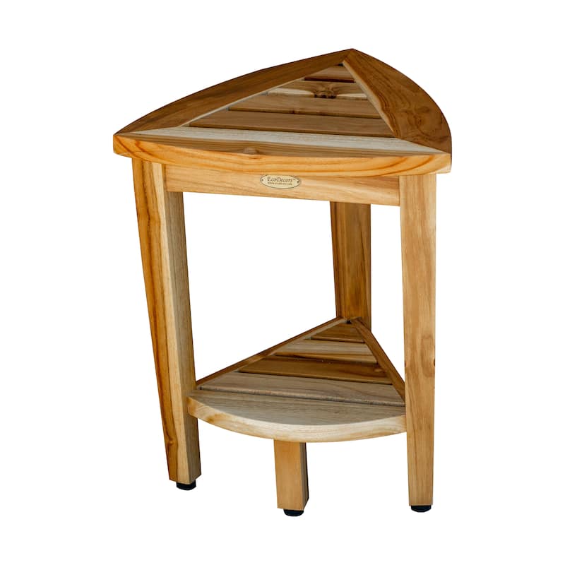 EcoDecors SnazzyCorner EarthyTeak 18" Teak Corner Shower Bench