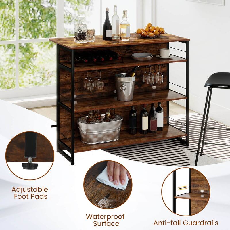 Costway Kitchen Island, 4-Tier Mini Bar Table Height Pub Table with - See Details