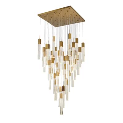 41-Light Gold Chandelier With Clear Bubble Crystals