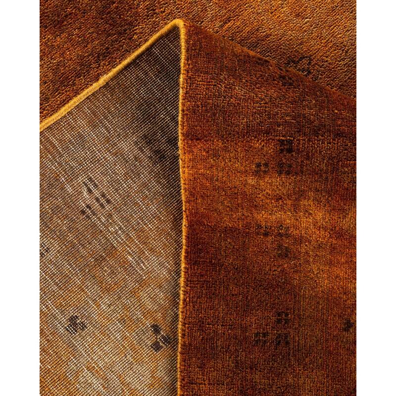 Overton Hand Knotted Wool Vintage Inspired Modern Contemporary Overdyed Yellow Area Rug - 8' 10" x 11' 10"