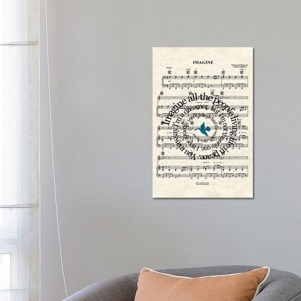 iCanvas "Imagine - Blue Dove" by WordsAndMusicArt Canvas Print