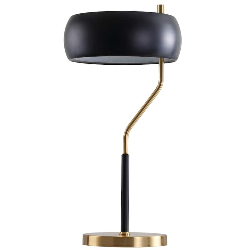 Lucius 22.5" Moody Metal LED Desk Lamp, Black/Brass Gold by JONATHAN Y