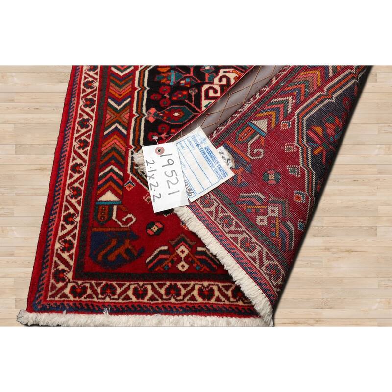 2'2''x2'1'' Square Hand Knotted Wool Black Abadeh Traditional Area Rug - 2' 2'' x 2' 1''-Square