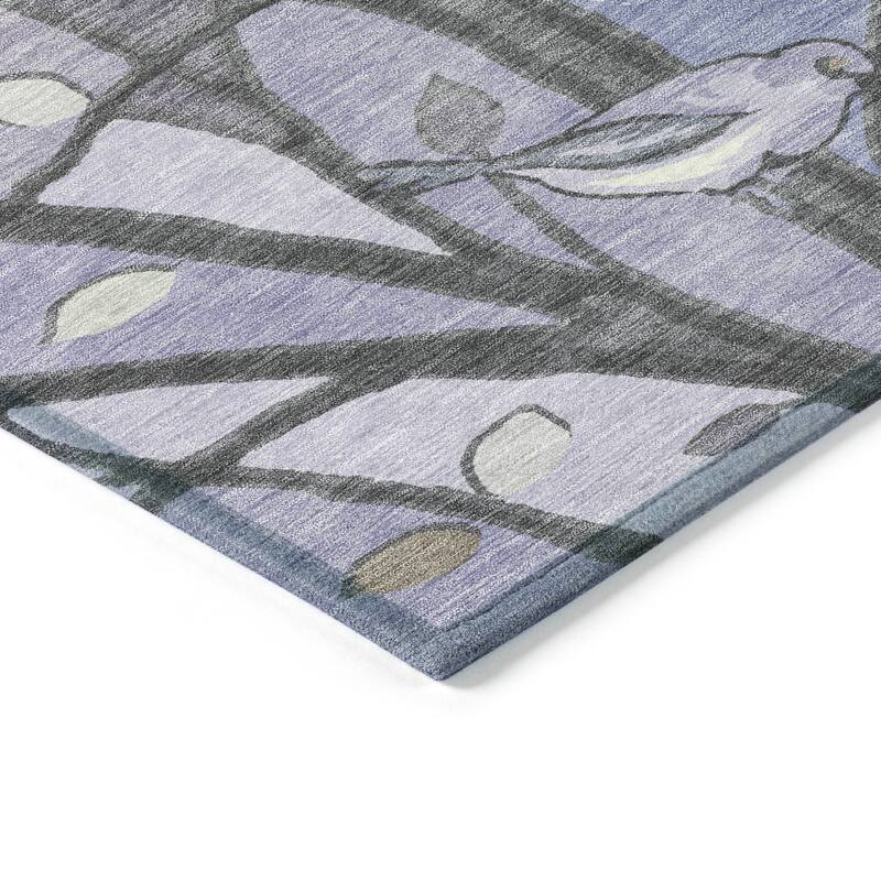Machine Washable Indoor/ Outdoor Bird Mosaic Chantille Rug