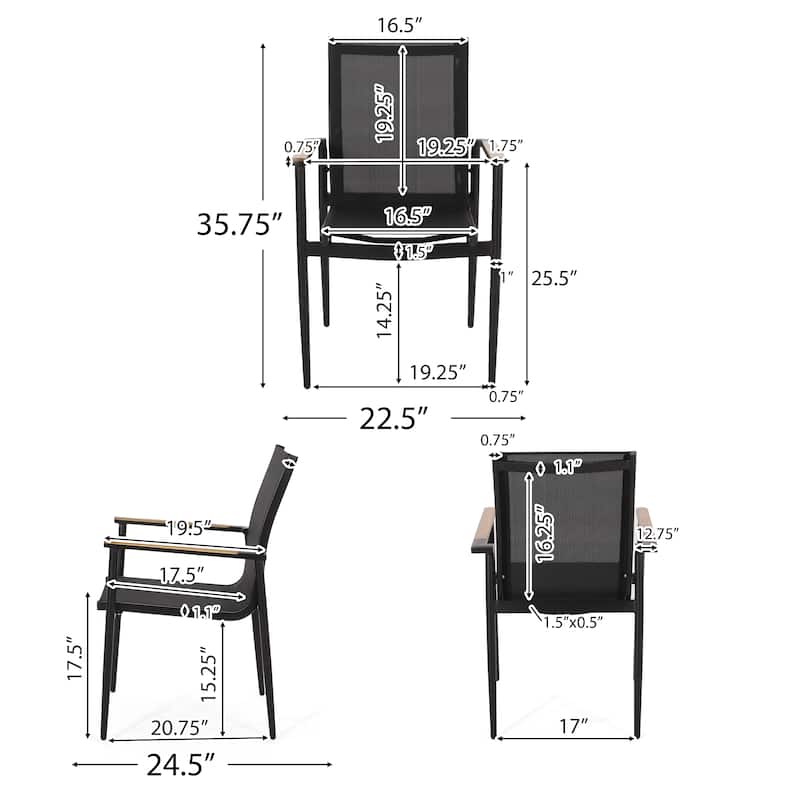 Naop Outdoor Mesh and Aluminum 7 Piece Dining Set by Christopher Knight Home